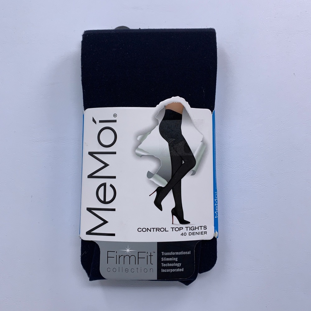 MeMoi Womens M/L Navy Blue FirmFit 40 Denier Control Top Tights NWT